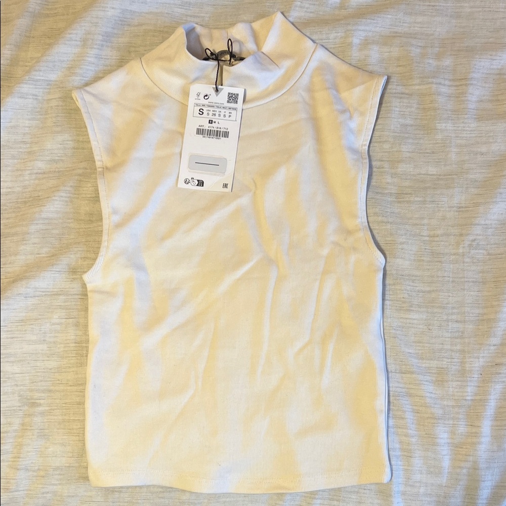 Zara Cream Sleeveless Muscle Tee